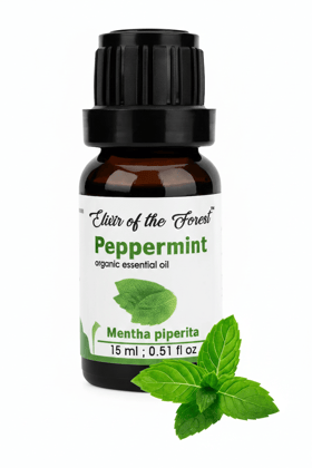 Elixir of the Forest Peppermint Essential Oil for Skin & Hair Care, Scalp, Aromatherapy |100% Pure & Natural Therapeutic Grade, Undiluted, Organic Certified| Mentha Piperita (Single pack 10 M