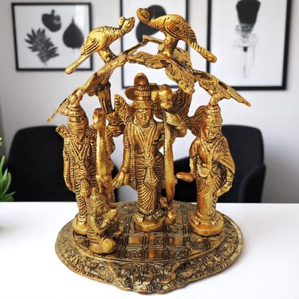 Aluminium Ram Darbar Statue with Velvet Box | Ideal Ram Parivar Gift for Puja, Height : 7 Inch (ASMAS410 G)