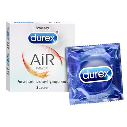 Durex Air Condoms For Men - 3 Count, Suitable For Use With Lubes & Toys