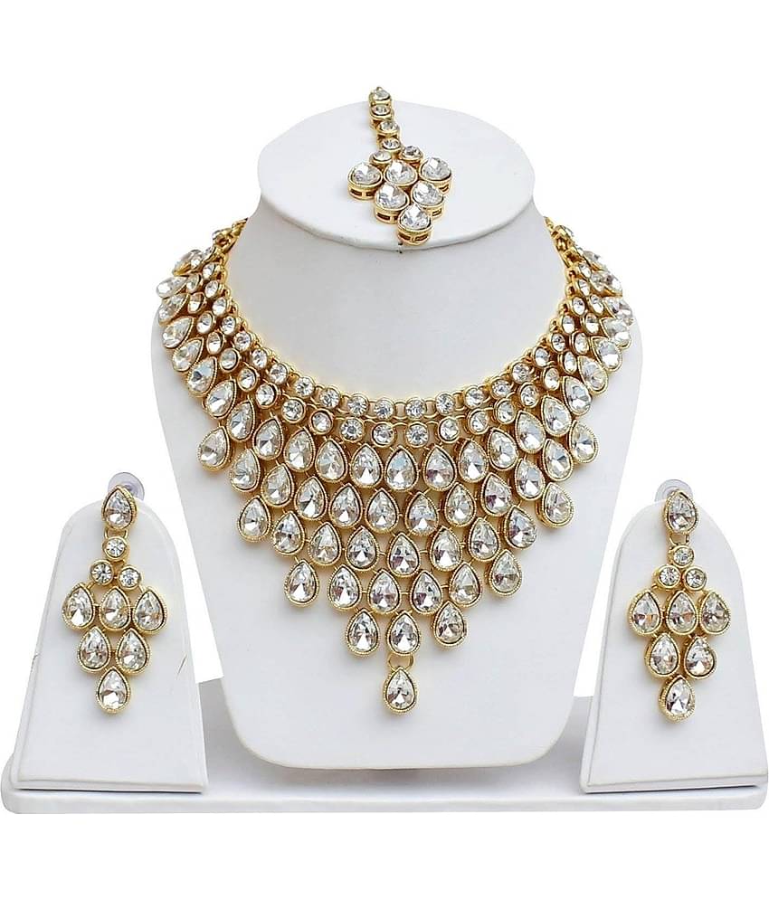 Padmavati Bangles Golden Alloy Necklace Set ( Pack of 1 )