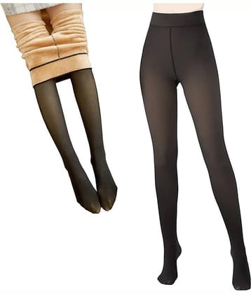 Gjshop Pack of 1 Women's Woollen Full length Stockings ( Black )