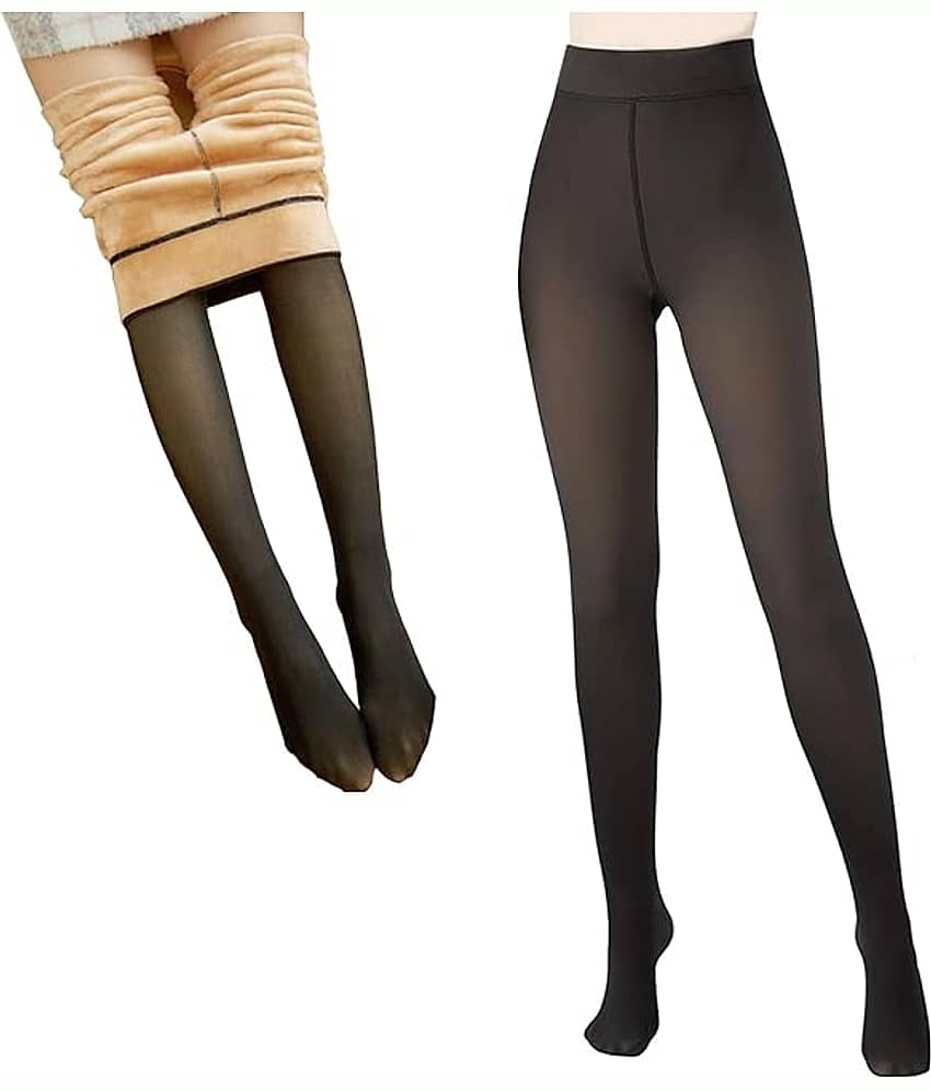 Gjshop Pack of 1 Women's Woollen Full length Stockings ( Black )