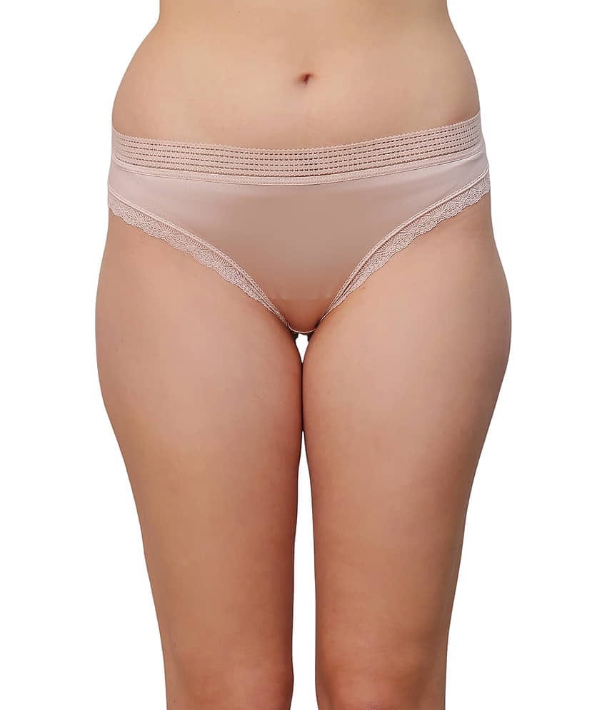 PrettyCat Pack of 1 Satin Bikini For Women ( Beige )