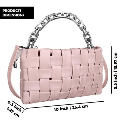 Pink Designer Faux Leather Handbag For Women And Girls HB34