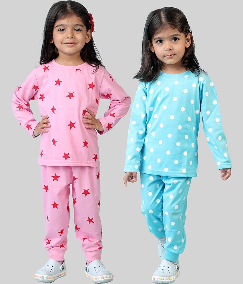 Kuchipoo Pack of 2 Girls Cotton Blend T-shirt & Pants ( Multicolor 1 )