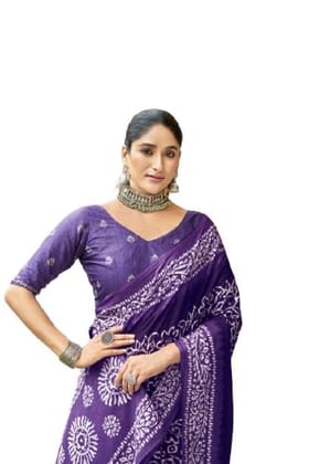 Soft Cotton Blend Mulmul Saree for Women With Unstitched Blouses Piece