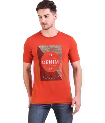 Bravezi Pack of 1 Cotton Blend Slim Fit Men's T-Shirt ( Orange )