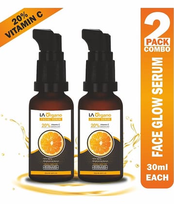 LA Organo Vitamin C Face Serum with 20% Vit C, Anti Ageing & Skin Brightening For Men & Women, 30 ml (Pack of 2)