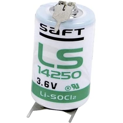 Saft 3.6V Lithium Thionyl Chloride 1/2 AA, 1.2Ah Battery LS-14250-3PF