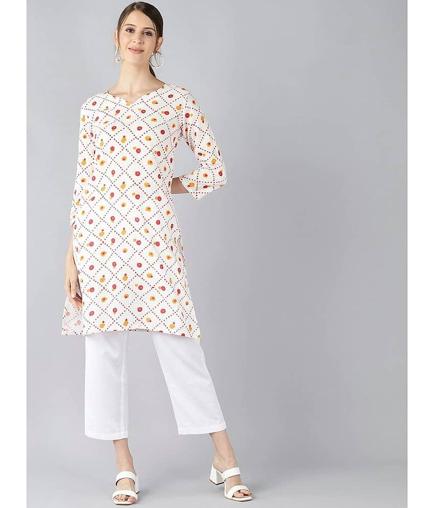 Vaamsi Cotton Printed Straight Women's Kurti - White ( Pack of 1 )
