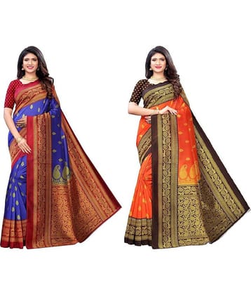 Kanooda Prints Art Silk Printed Regular Saree With Unstitched Blouse Piece ( Multicolor )