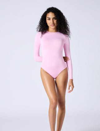 LuxeFeel Long Sleeve Bodysuit-CHERRY BLOSSOM / XL