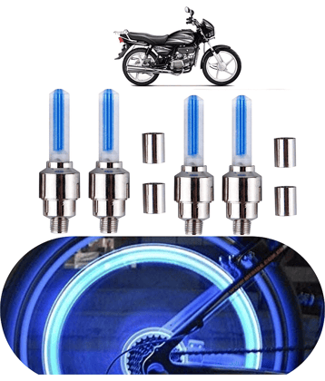 Aksmit Car/Bike/Bicycle Tyre Led Light Rim Valve Cap Flashing With Motion Sensor Blue Color (Set Of 4 Pcs)