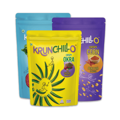 Krunchillo Beetroot Chips Mint, 50 gm + Crispy Corn Peri Peri, 60 gm + Crispy Okra, 50 gm - Pack of 3