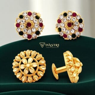Vivastri Premium Gold Plated Alloy Stud Earrings Combo for Women & Girls Pack of 2