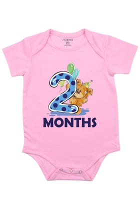 Two Months Milestone Baby Romper | Onesies-Baby Romper / Pink / 0-3 Months