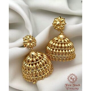 Vivastri Traditional 1 Gram Gold Plated Alloy Jhumka,Jhumki Earrings for Women & Girls - VIVA2886ERG