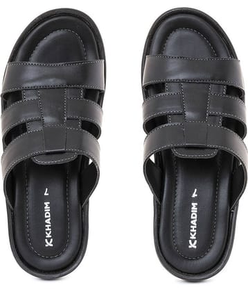 Khadim's - Black Men's Leather Slipper