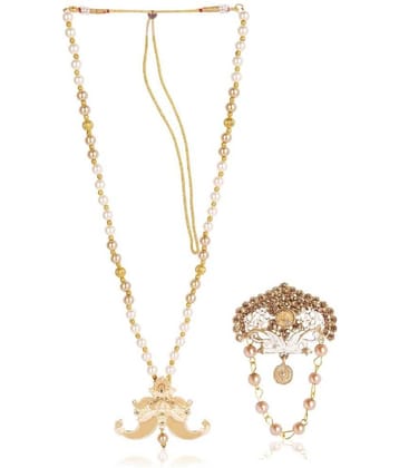 Dulha groom sherwani Necklace/Moti Mala for Men for wedding | Groom Mala and Brooch Set