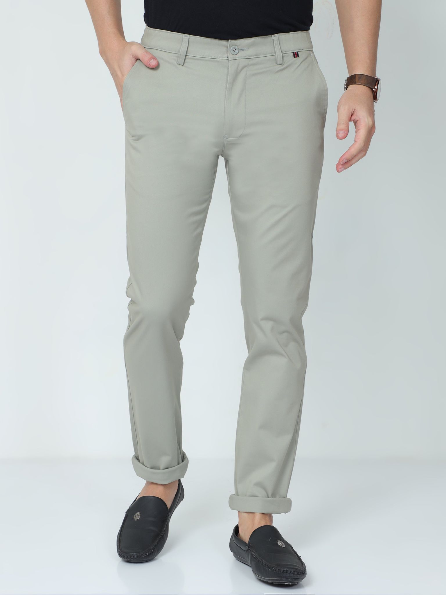 Classic Polo Mens Moderate Fit Solid Beige Color Trousers | To2-17 A-Pis-Mf-Ly