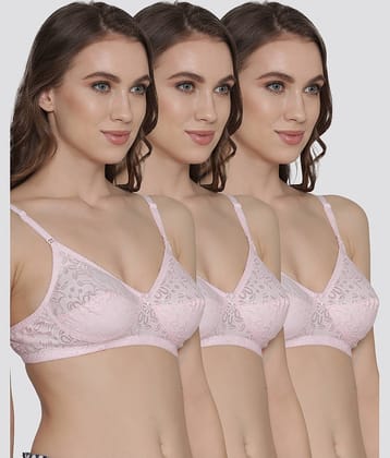 Kalyani Pack of 3 Cotton Blend Non Padded Women's Everyday Bra ( Pink ) SNOW WAVES
