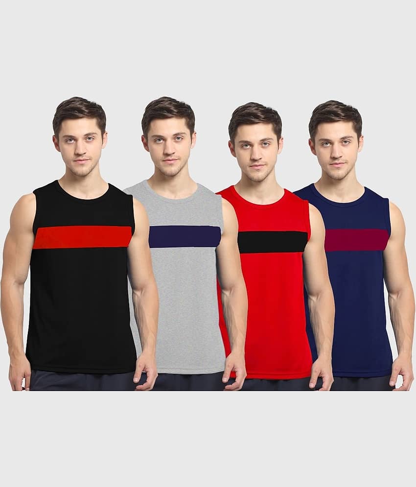 Drako Pack of 4 Cotton Basic Vest For Men ( Multicolor )