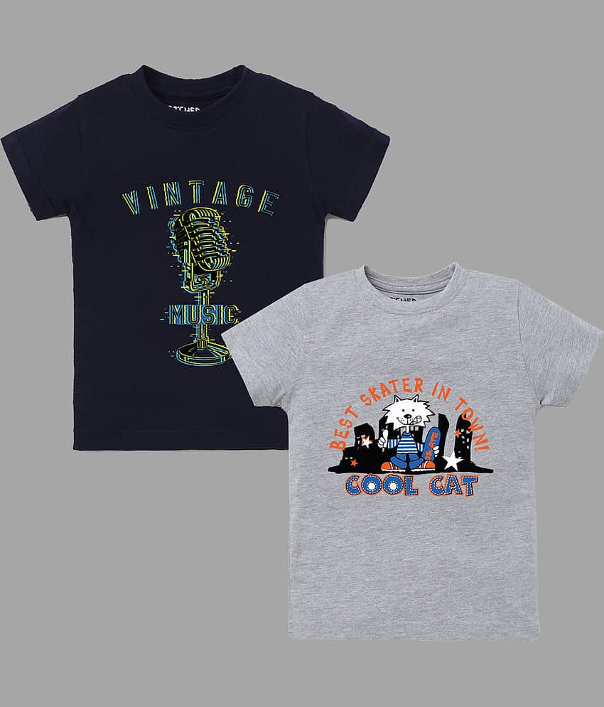 ETCHED DESIGN Pack of 1 Boys Cotton T-Shirt ( Multicolor )