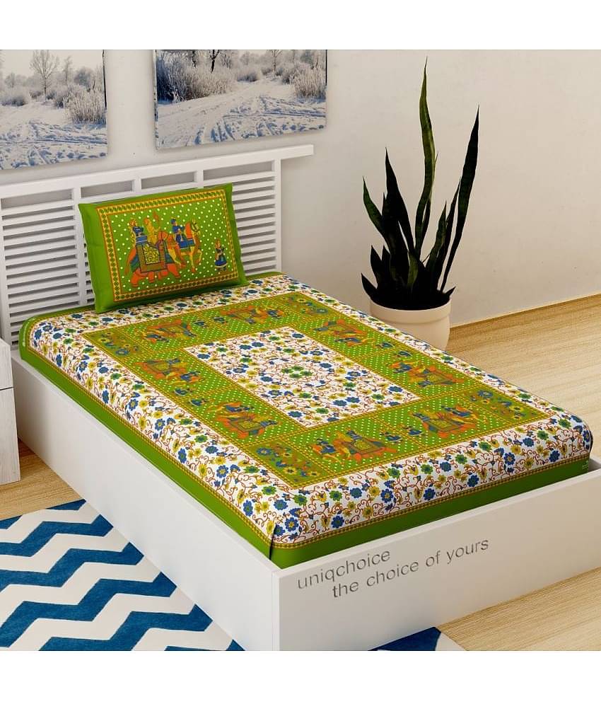 Uniqchoice Cotton Single Bedsheet ( Blue )