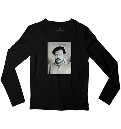 Ernest Hemingway Full Sleeve T-shirt-38 - S / Black