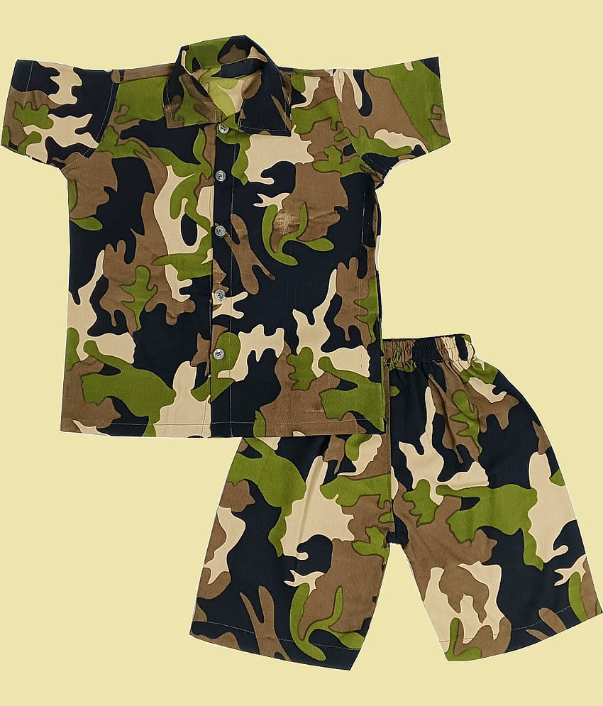 harshvardhanmart Pack of 1 Unisex for Baby Crepe Shirt & Shorts ( Multi )