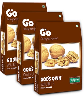 Go California Walnuts Kernels Premium Halves Vacuum Packed, 750g (250g X 3) - Fresh Walnuts | Kashmiri Walnuts | Healthy and Pure Walnuts