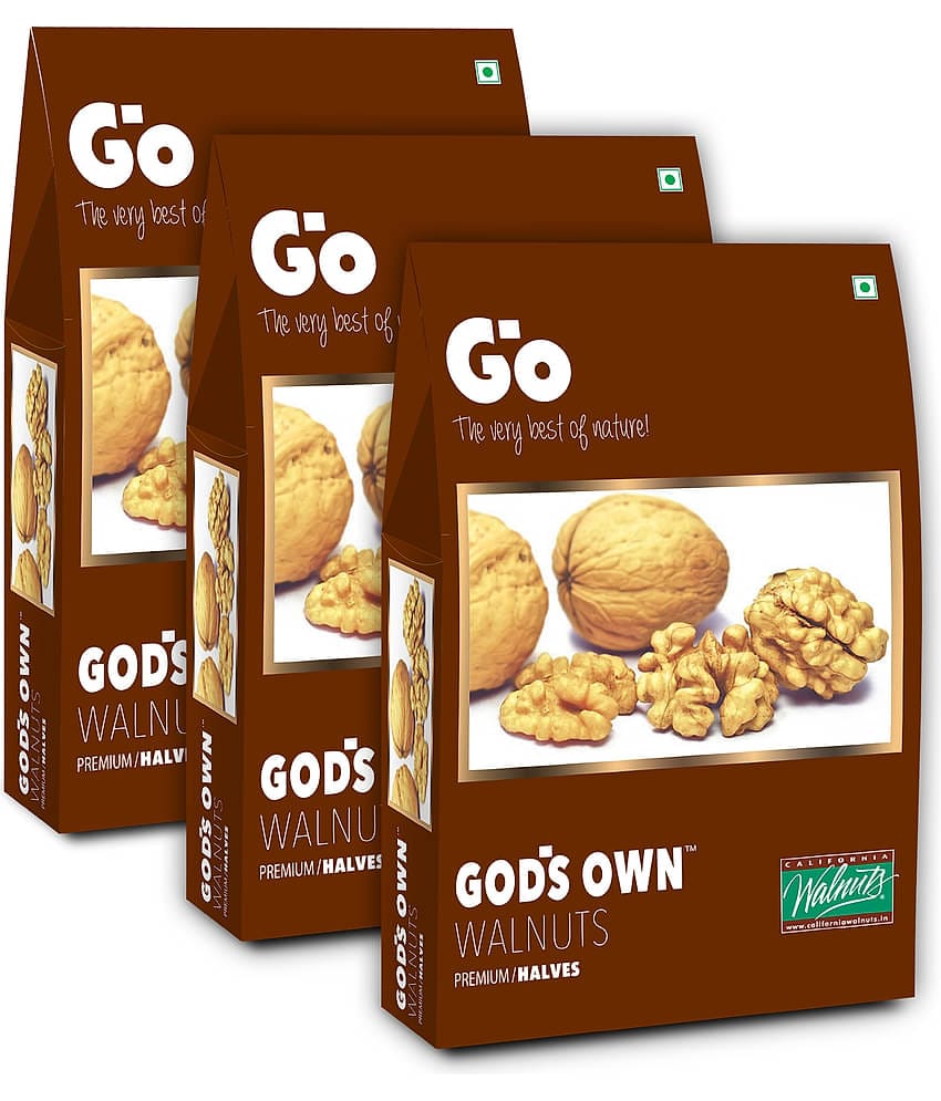 Go California Walnuts Kernels Premium Halves Vacuum Packed, 750g (250g X 3) - Fresh Walnuts | Kashmiri Walnuts | Healthy and Pure Walnuts
