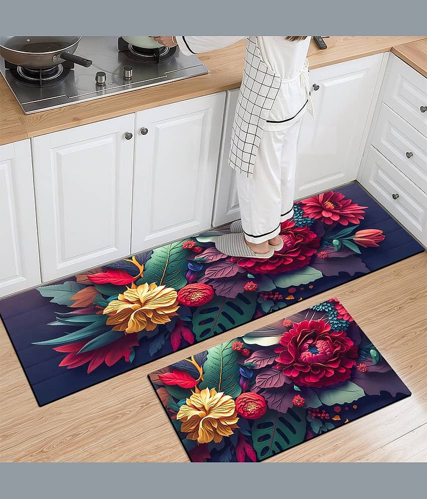 mahek accessories Set of 2 Anti-skid Rubber Door Mat ( 40 X 60 cm ) Assorted