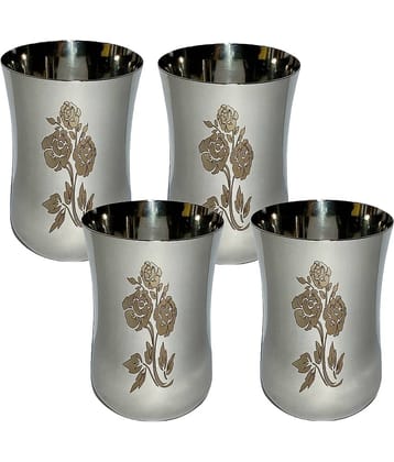 A & H ENTERPRISES - Daily Use Water Steel Glasses Set 300 ml ( Pack of 4 )