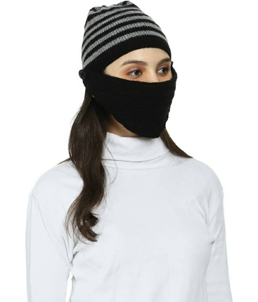 KC Store Unisex Black Woolen Cap For Winters