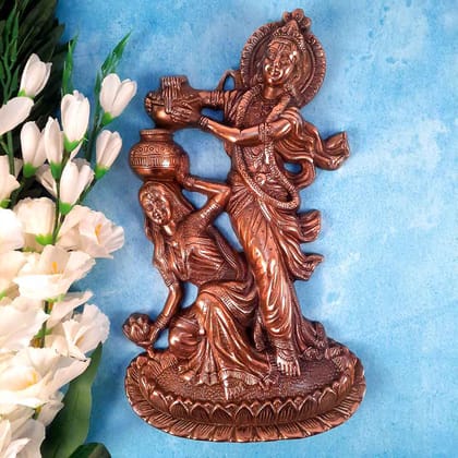 Radha Krishna Murti Wall Hanging | Shri Radhe Krishna Holding Kalash Wall Art Statue Idol  - for Home, Living Room, Office, Puja , Entrance Decoration & Gifts - 16 Inch