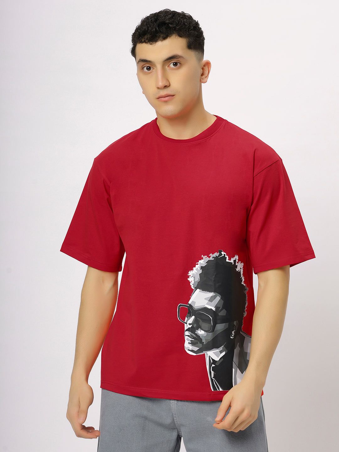 Red Supima Oversized Graphic T-shirt-S