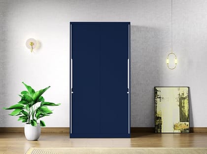 Slide N Store 2-Door Sliding Steel Wardrobe (Ultra Midnight Blue) (1-Year Warranty, 1 Drawer)