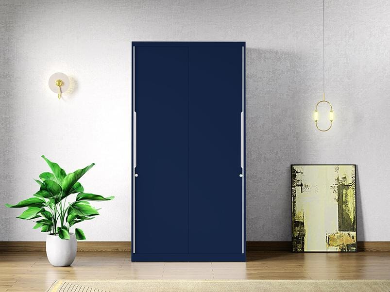 Slide N Store 2-Door Sliding Steel Wardrobe (Ultra Midnight Blue) (1-Year Warranty, 1 Drawer)