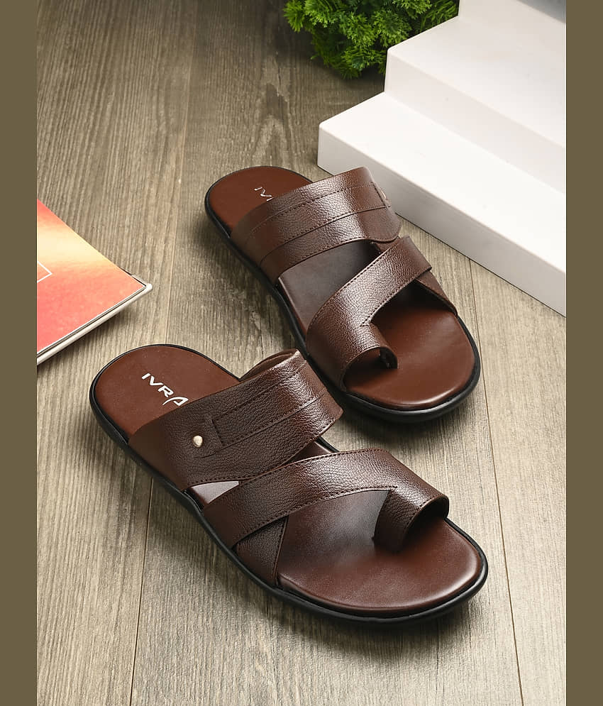 IVRAH Brown Men's Leather Slipper