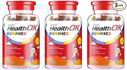 Health Ok Gummies Multivitamin & Multimineral for Kids Supports Growth7 -17 years x 3 (3 x 30 No)