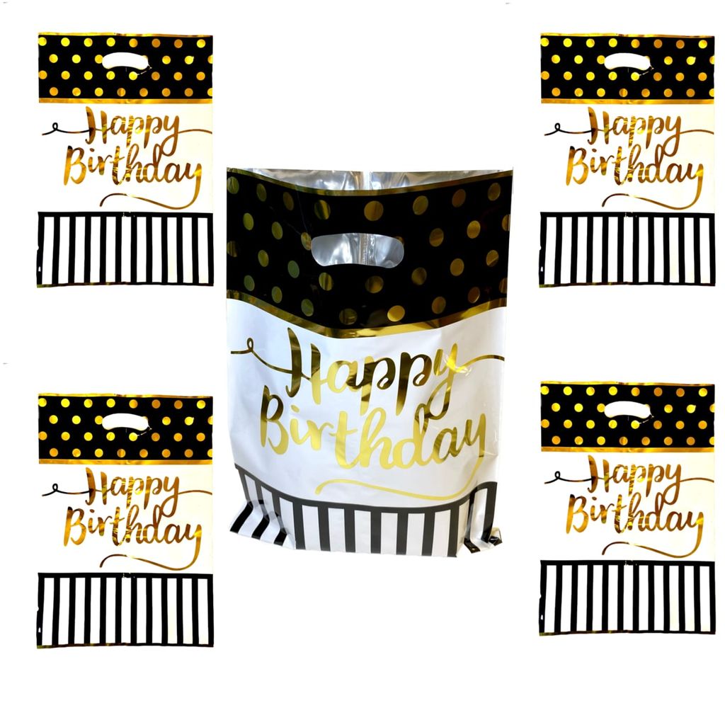 Happy Birthday Black & Golden Polka Dot Aluminium - Party and Festive Needs | Buy online on ZillyBuy
