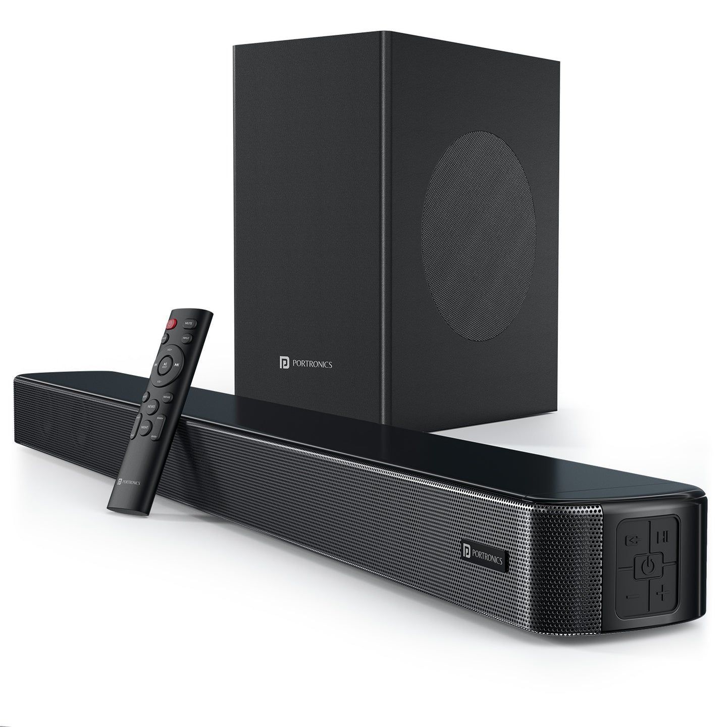 Portronics Spatial Arc  2.1 Channel, 200W Sound Output, Bass/Treble Control, Multiple EQ Mode - Black