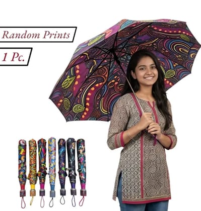 S V M 1 Fold Manual Umbrella For Rain Sun Wind ( Multi , Printed ).