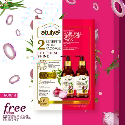 Atulya Onion & bhringraj Shampoo + Conditioner Set (HAIR FALL DEFENCE PACK)