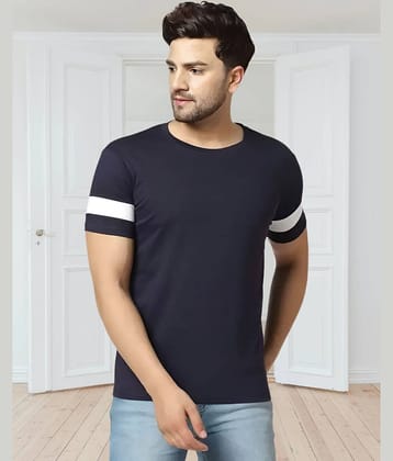 TAZO Cotton Blend Regular Fit Solid Half Sleeves Men's Round T-Shirt - Blue ( Pack of 1 )