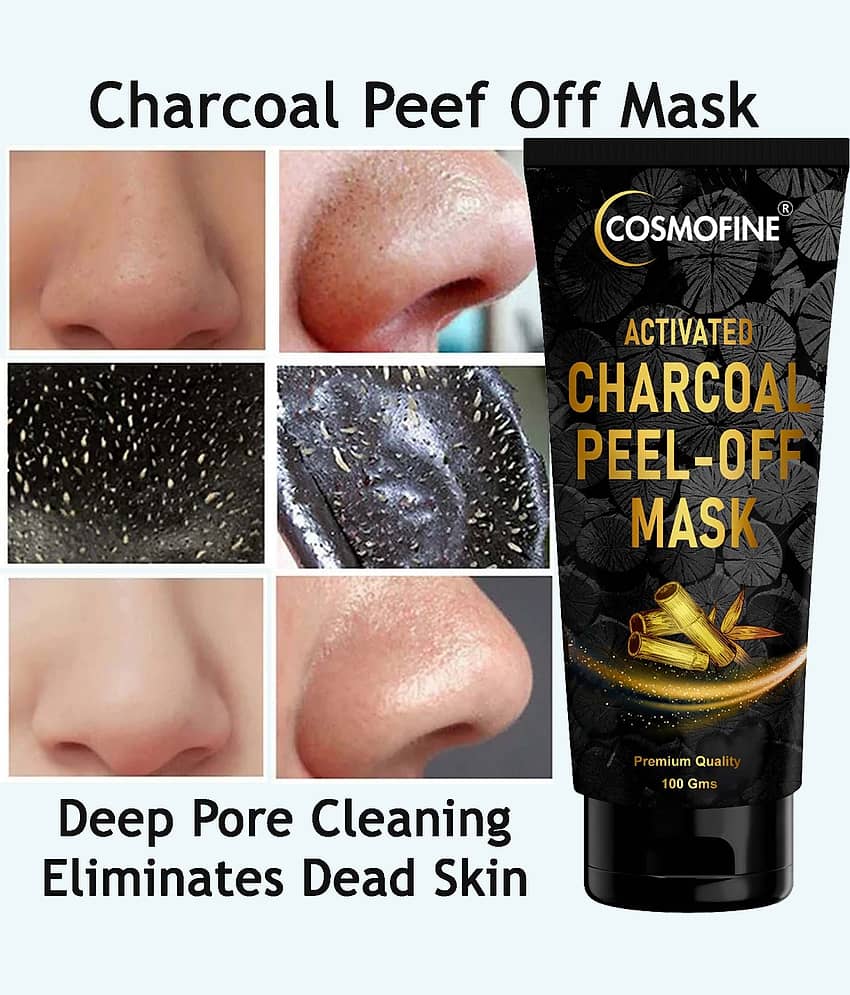COSMOFINE Charcoal Peel Off Mask, Blackhead Removal Cleansing Mask For All Skin Type (Pack of 1)