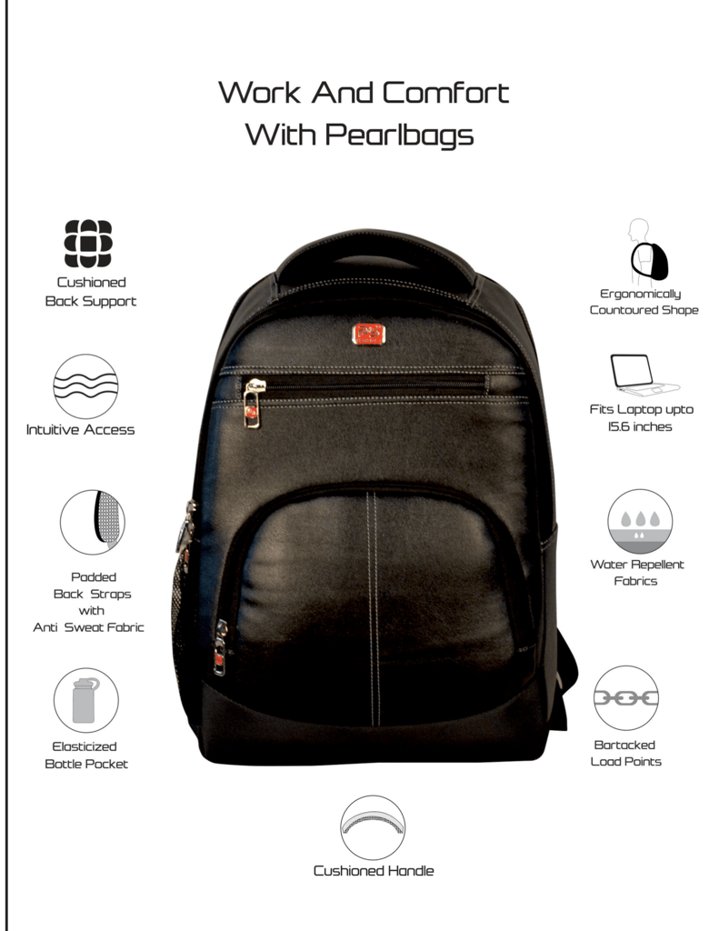 PB Pearlbags 824F Casual Leather Laptop Backpack 30L