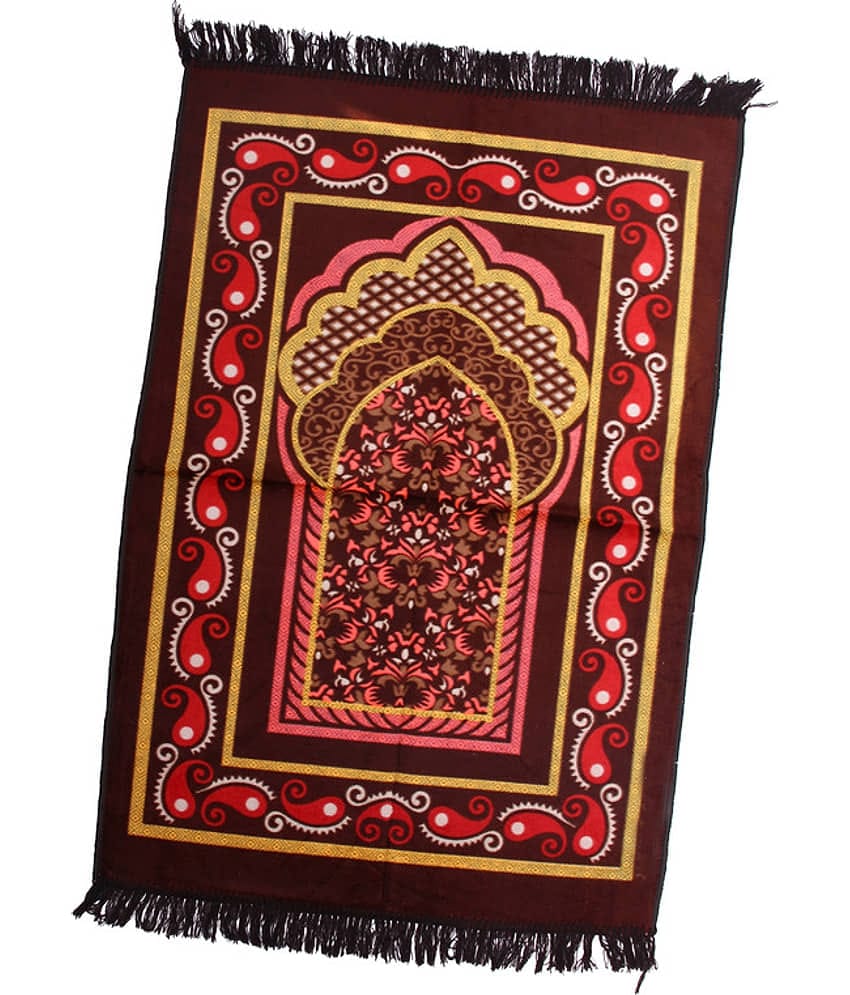 ADIRNY Brown Single Regular Velvet Prayer Mat ( 115 X 75 cm )