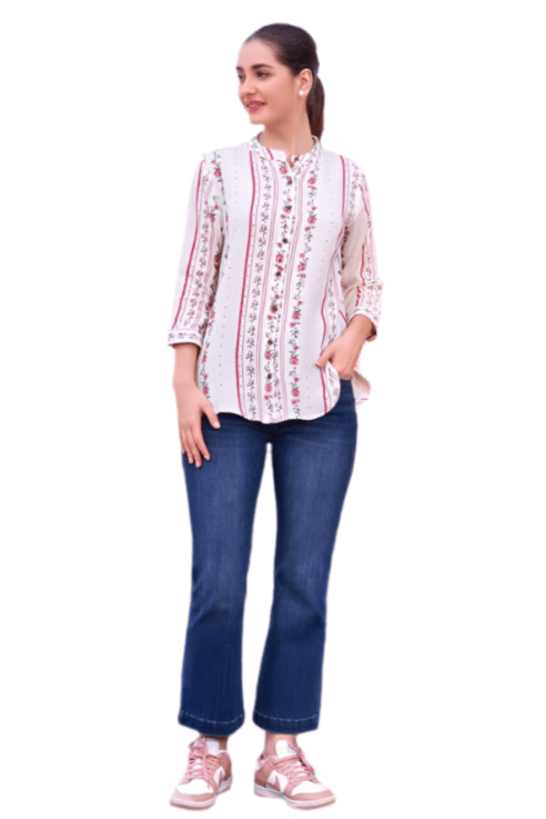 Women's Maroon Printed Fancy Top-T4339-2 . / Maroon / 5XL